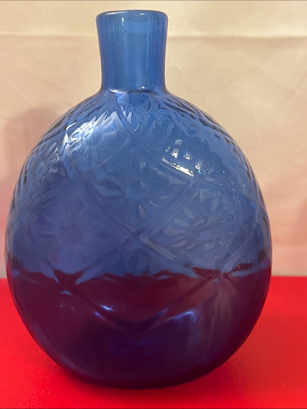 1930s Hand Blown Cobalt Glass Bottle